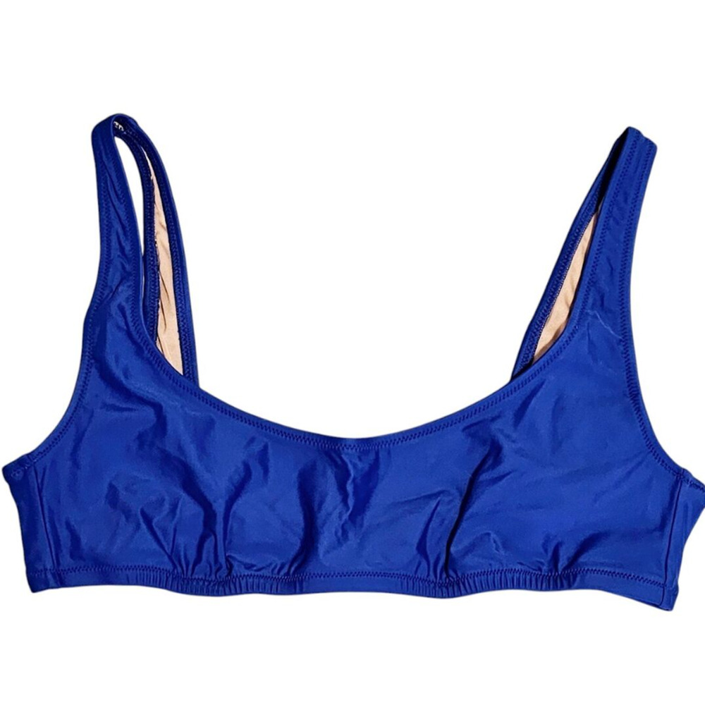 J Crew Heritage Scoop Neck Bikini Top M Harbor View Blue Swim Suit BX611 J.Crew - Picture 6 of 6